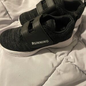 Kids Black Running Sneakers with White Sole - Comfortable Slip-On